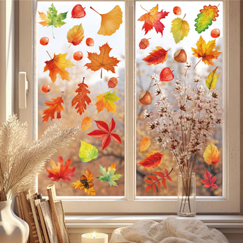 Aknalehe kleeps – PVC materjal, elektrostatiline kleepumine, lehe muster, siseruumide jaoks