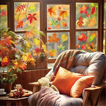 Aknalehe kleeps – PVC materjal, elektrostatiline kleepumine, lehe muster, siseruumide jaoks