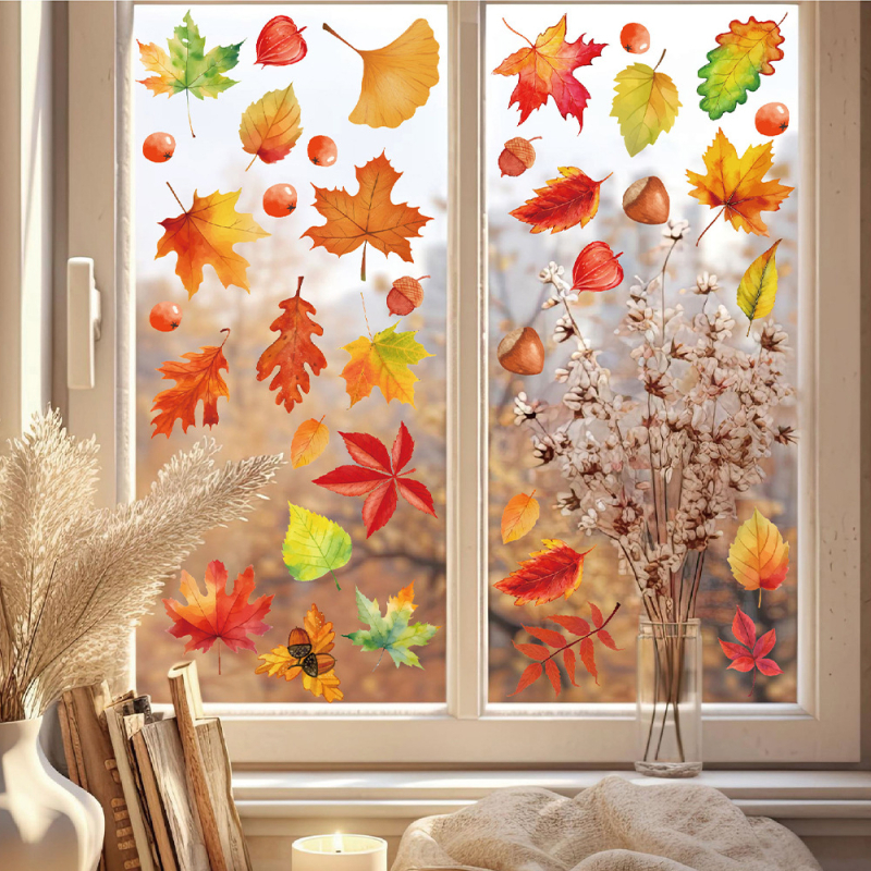 Aknalehe kleeps – PVC materjal, elektrostatiline kleepumine, lehe muster, siseruumide jaoks