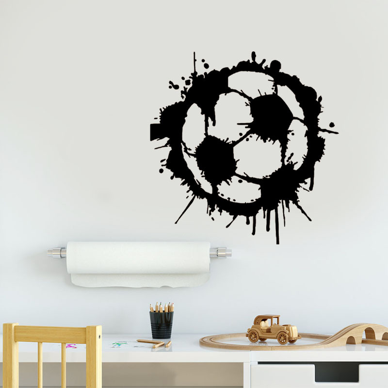 Karikatuurpoisi ja jalgpalli seina kleebis – eemaldatav PVC isekleepuv dekoratsioon, 1 tükk, elutuba või magamistuba