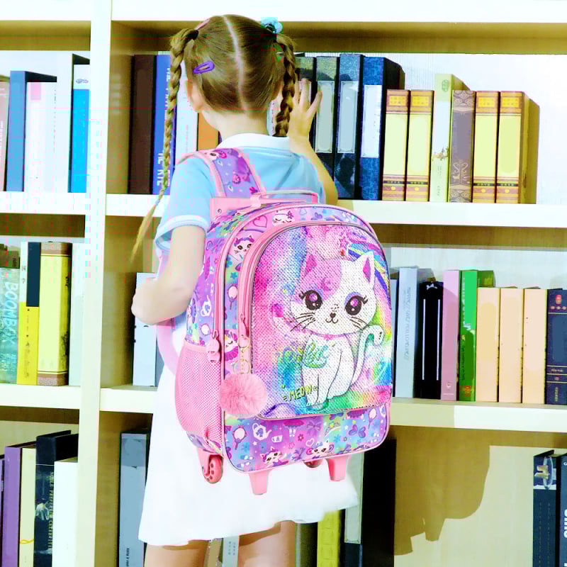 Laste ratastel seljakott tüdrukutele, põhikool, UV-materjal, veekindel, ultrakerge
