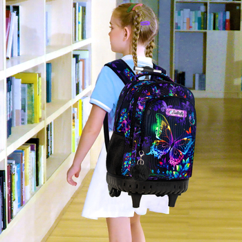 Laste telg-matkakott selja kaitsega – kerge, suur mahutavusega PVC-materjal, ühesuunalised rattad