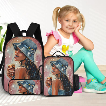 Koolikot koos lõunasöögikoti ja pliiatsikastiga, kohandatava mustriga, polüester, maht kuni 20 L, tõmblukuga sulgemine, sisemine tõmblukukott, kahekordne õlarihm, brändimise võimalus