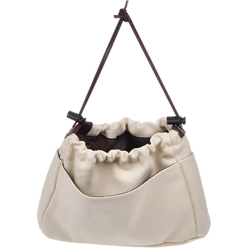 Kangas kosmeetika kott nöörluku ja kaanega - naiste meigikot, vertikaalse ruudu kujuga, ühtlane värv, polüestervooder