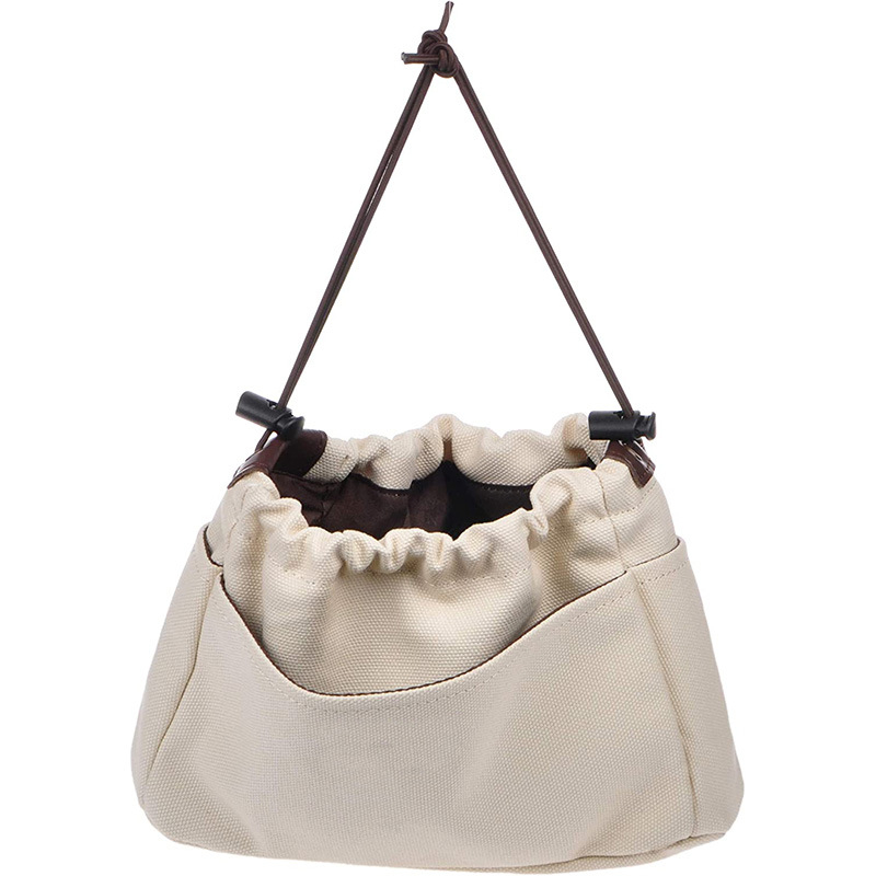 Kangas kosmeetika kott nöörluku ja kaanega - naiste meigikot, vertikaalse ruudu kujuga, ühtlane värv, polüestervooder