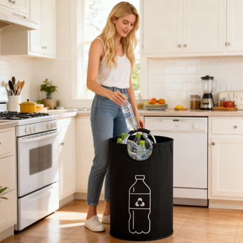 Geantă de rufe din material textil și coș pentru haine murdare - pliabilă, ușor de transportat, multifuncțională (spălare/jucării), material nețesut, DX212