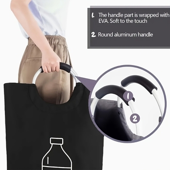 Geantă de rufe din material textil și coș pentru haine murdare - pliabilă, ușor de transportat, multifuncțională (spălare/jucării), material nețesut, DX212