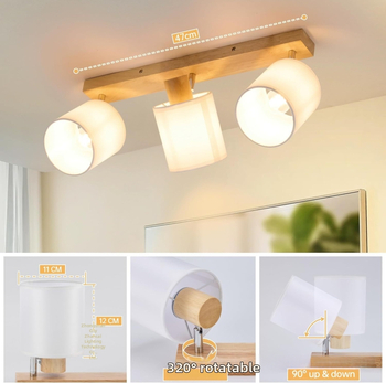 LED laevalgustus E14 baasi, puidust korpus ja klaasivarjuga, pööratav ja kokkupandav, sobib elutoa ja söögitoa jaoks, valgustusalad 5–10 m², pinge ≤36V