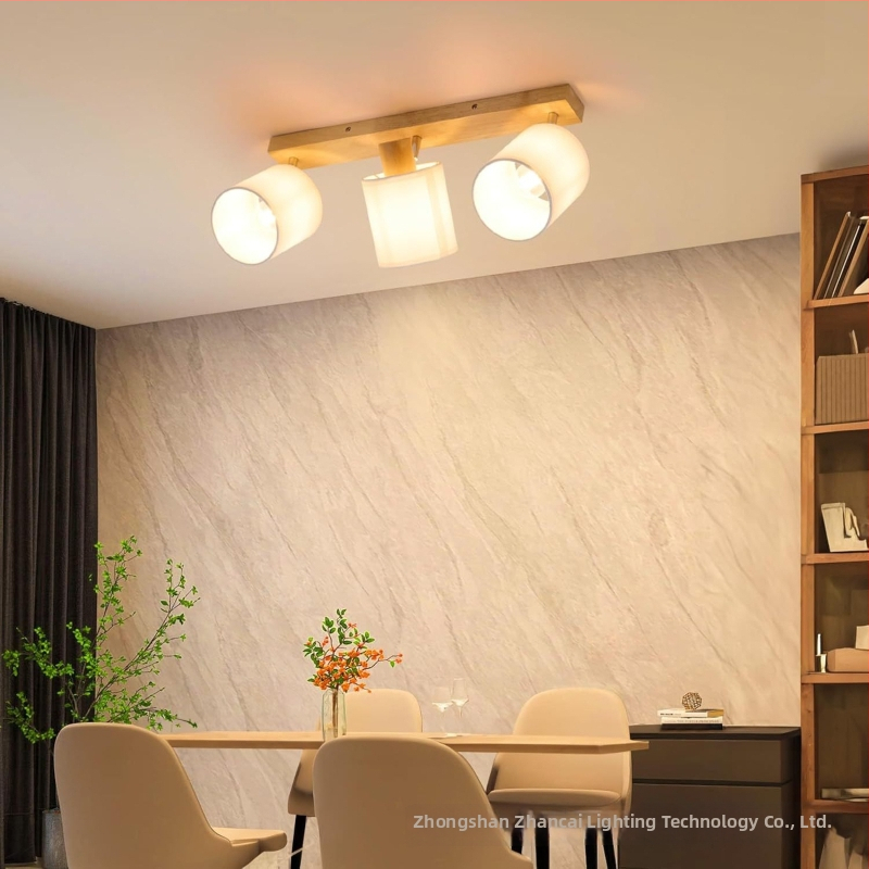 LED laevalgustus E14 baasi, puidust korpus ja klaasivarjuga, pööratav ja kokkupandav, sobib elutoa ja söögitoa jaoks, valgustusalad 5–10 m², pinge ≤36V