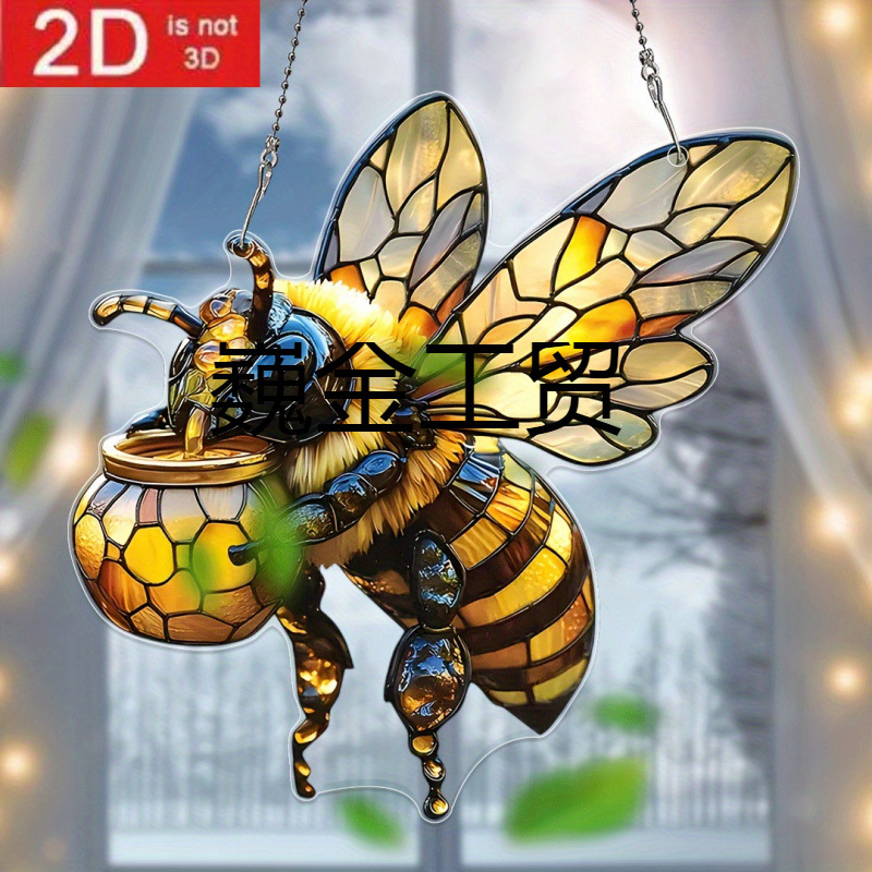 Akrüülline valguspüüdja mesilasteemaga, karikatuuristiil, auto riputatav dekoratsioon, väljaandmise talv 2024