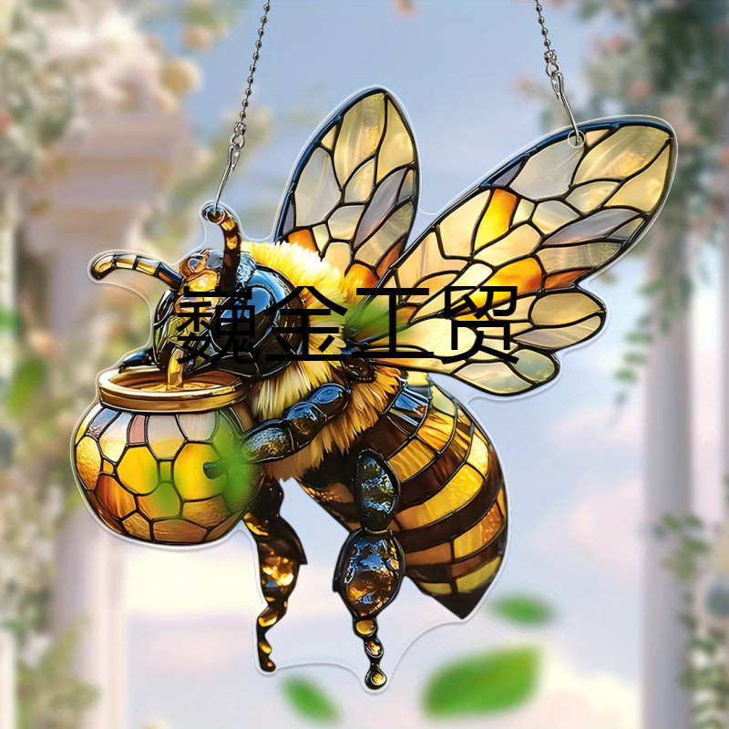 Akrüülline valguspüüdja mesilasteemaga, karikatuuristiil, auto riputatav dekoratsioon, väljaandmise talv 2024