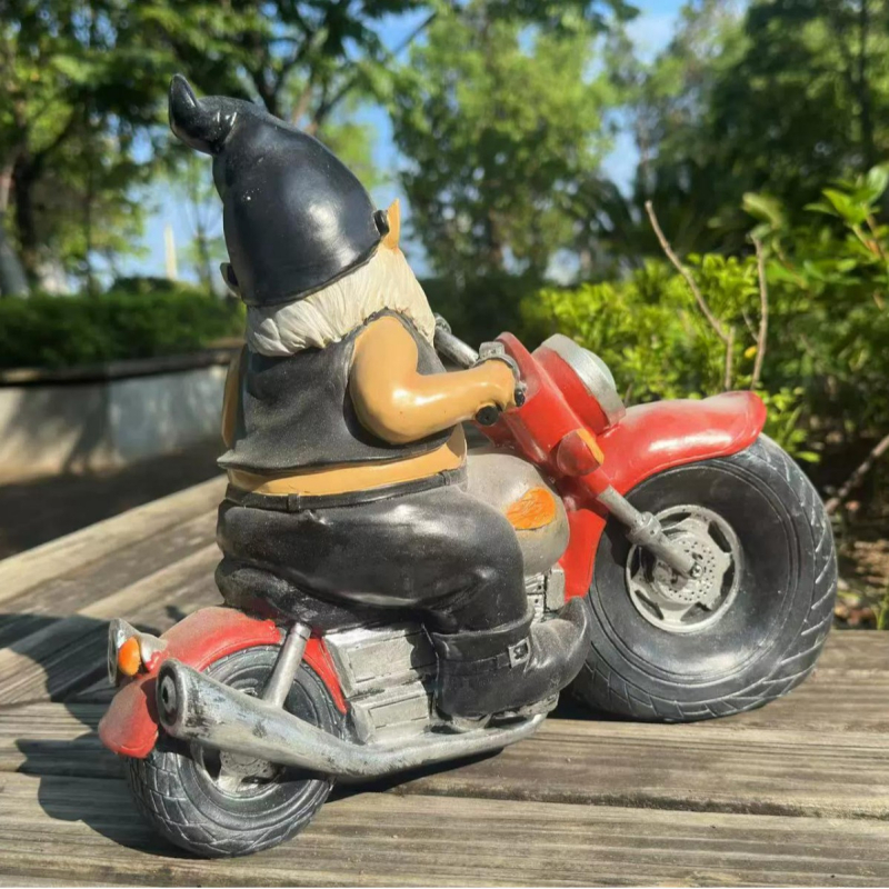 Aiakujukese figuur – väike motorrattur, Auspicious bränd, välistingimuste maastiku dekoratsioon, Ameerika maapiirkonna stiil, valmistatud vaigust