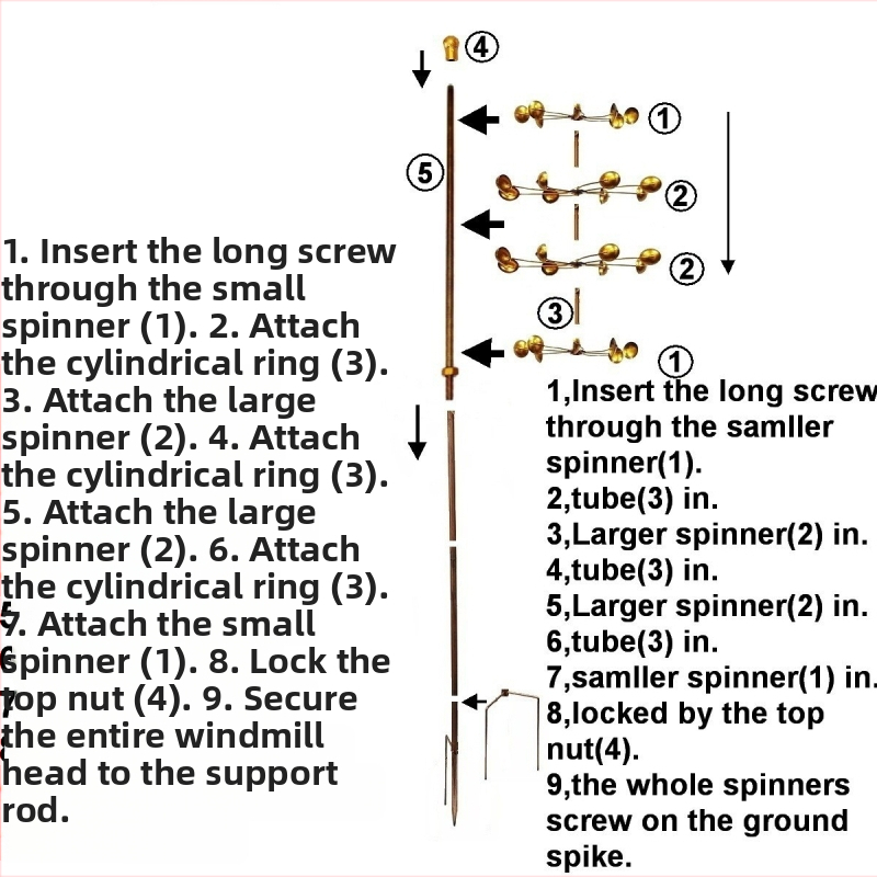 Aia metalli skulptuur tuuleveskiga lusika kujul, nelja külje pöörlev dekoratsioon, elektroplaadimine, valamine, pool-käsitöö ja pool-masinaga töötlus, kaasaegne kunstistiil