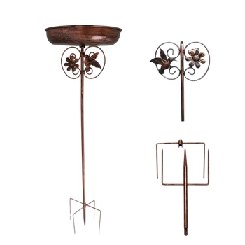 Retro metallist lindude vannistendi koos sisseehitatud toidutoruga, mudel 046