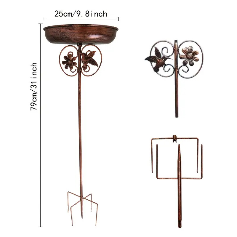 Retro metallist lindude vannistendi koos sisseehitatud toidutoruga, mudel 046