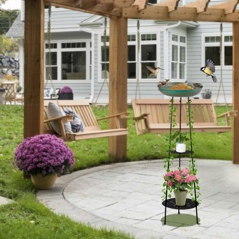 Raudne taimede alus koos roniva raamiga ja linnuvanniga – osaliselt käsitsi ja osaliselt mehhaaniline konstruktsioon, kaal 1200 g, tootekood Yf47121503