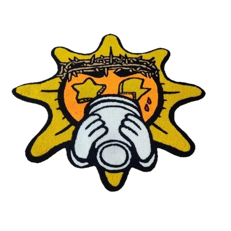 Ümmargune vaip taimekiududest, abstraktne muster, masinpestav, elutoa jaoks