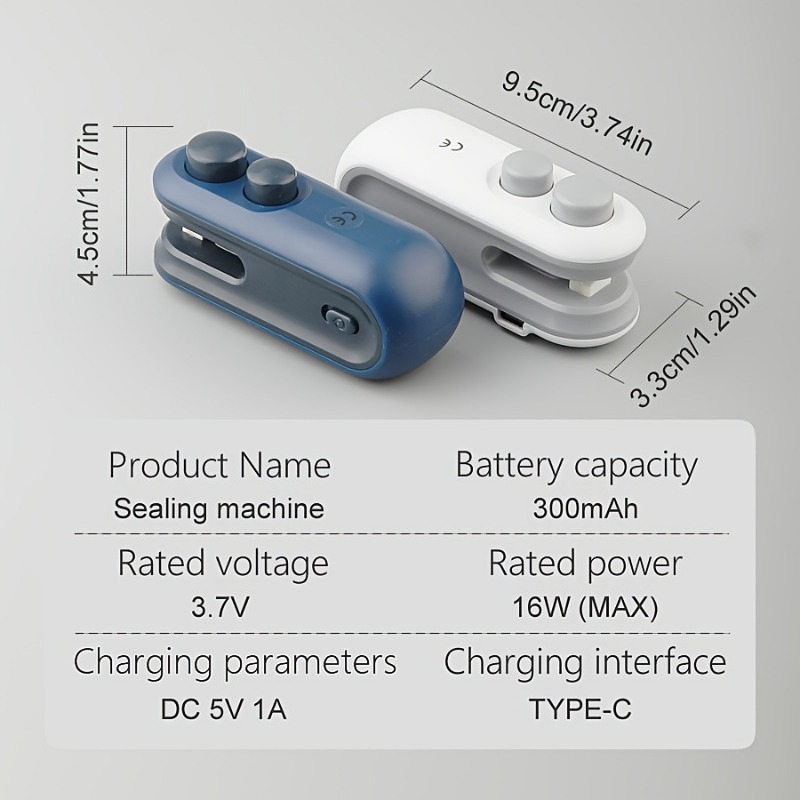 Snäkkide kotide kuumtihendusseade, USB-toide, 16W, 5V/1A, 58g, Plastikust korpus