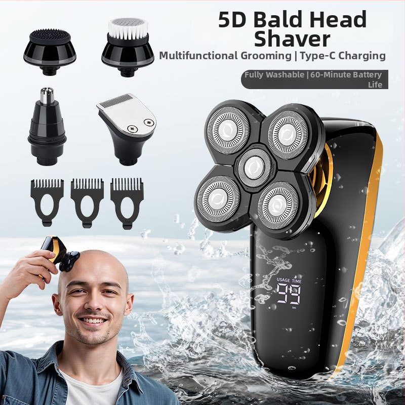 Meeste kiilaspäe raseerija — mitmekülgne hoolduskomplekt, veekindel, 9W mootor, TYPE-C laadimine, sisseehitatud aku, kogu kehale