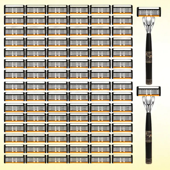 Meeste manuaalne habemenuga komplekt 6-kihilise teradega, vahetatavate teradega, libisemisvastane käepide, pilve muster