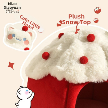 Suletud kassimaja talvise soojuse jaoks — kiisupesa/kennel; materjal: PP puuvill; sobib kassidele