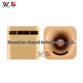 Ruutjooneline puidust telefoni kõlar ja lauaalus, bambuspuust, WIN WIN kaubamärk, kaasaegne minimalistlik stiil