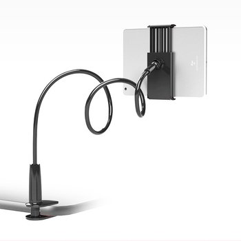 Tahvelarvuti ja telefonihoidik pöörleva toruga — kinnitatav mööbli serva (öölaud/büroo), tsinkide sulam