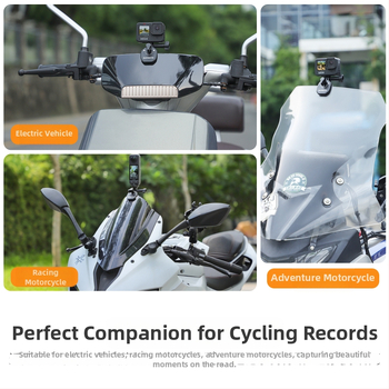 OSMO 360 Mootorratta tuuleklaasi klipikaamera kinnitus, ZJ846, alumiiniumisulamist segu + silikoon, 76×41×40 mm, ühildu Action-kaameratega