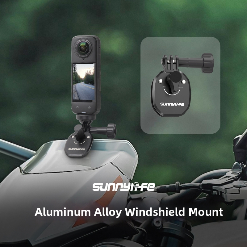 OSMO 360 Mootorratta tuuleklaasi klipikaamera kinnitus, ZJ846, alumiiniumisulamist segu + silikoon, 76×41×40 mm, ühildu Action-kaameratega