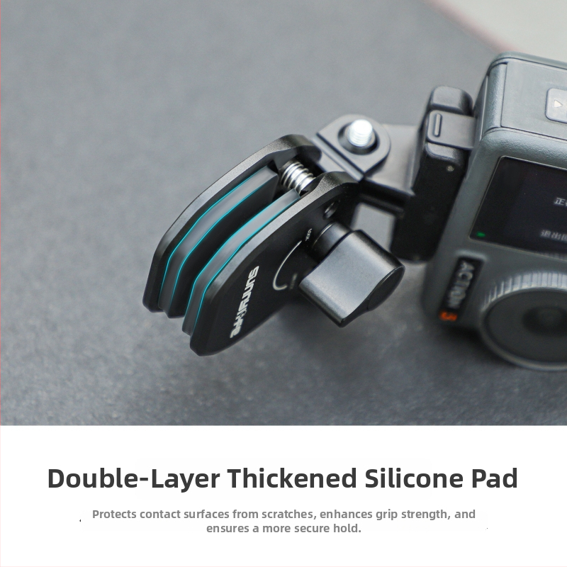 OSMO 360 Držiak kamery s klipom na vietorový štít motocykla, ZJ846, hliníkové zliatiny + silikón, rozmery 76×41×40 mm, kompatibilný s akčnými kamerami