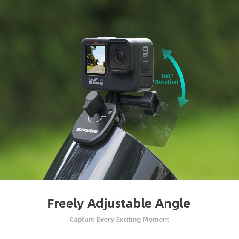 OSMO 360 Držiak kamery s klipom na vietorový štít motocykla, ZJ846, hliníkové zliatiny + silikón, rozmery 76×41×40 mm, kompatibilný s akčnými kamerami