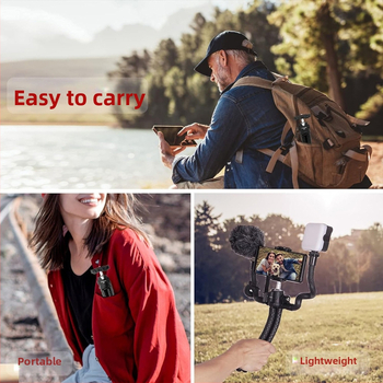 Truifoto laua-alus statiiv sobib peegelkaameratele, action-kaameratele ja nutitelefonidele; ABS materjal; paindlik ja reguleeritav otseülekandeks ja pildistamiseks.