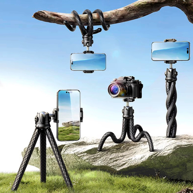 Truifoto laua-alus statiiv sobib peegelkaameratele, action-kaameratele ja nutitelefonidele; ABS materjal; paindlik ja reguleeritav otseülekandeks ja pildistamiseks.