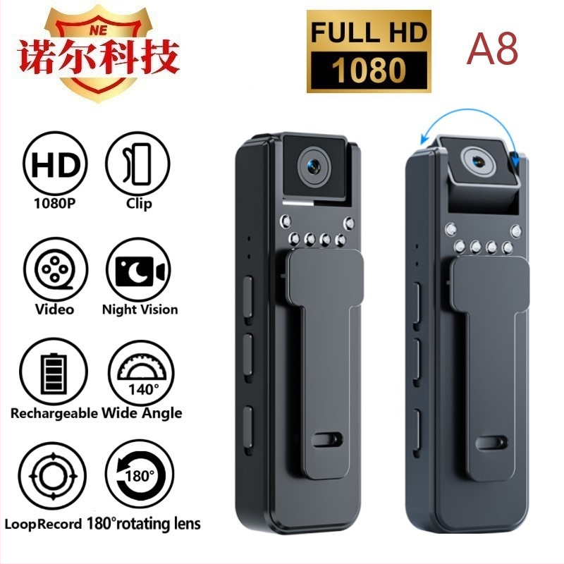 A8 Cameră Portabilă cu Clips pe Spate — 1–5 MP, TF card, Durata bateriei 1–3 h, Video și Fotografie, 2023