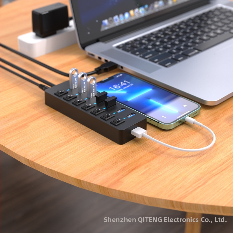 7-portový USB 3.0 hub s externým napájaním, 5 Gbps, kábel 60 cm