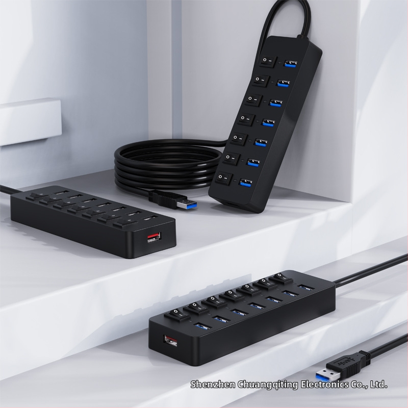 7-portový USB 3.0 hub s externým napájaním, 5 Gbps, kábel 60 cm