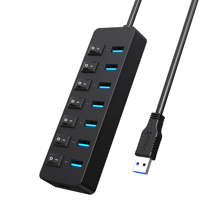 7-porte USB 3.0 hub välise toiteallikaga, 5 Gbps, 60 cm kaabel