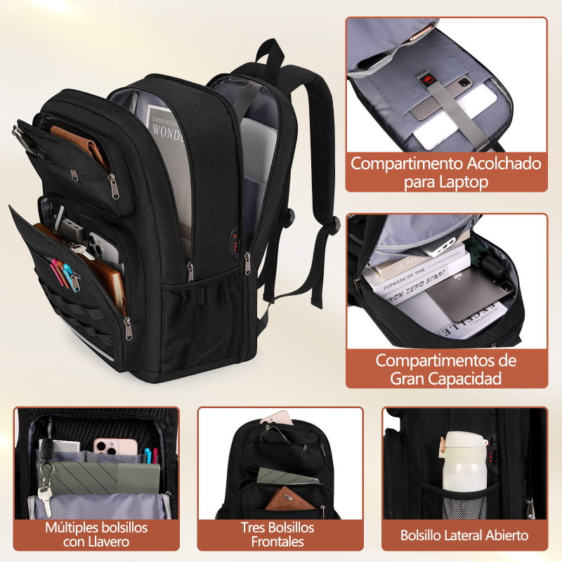 SDYSM meeste äriteekonna seljakott USB-laadimispordiga, polüester, mahutavus 20–35L, õhu-padi õla rihm