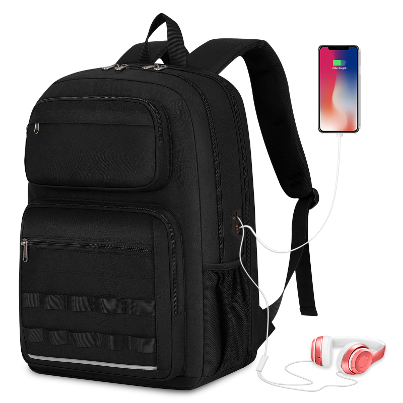 SDYSM meeste äriteekonna seljakott USB-laadimispordiga, polüester, mahutavus 20–35L, õhu-padi õla rihm