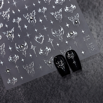 Nail Art Sticker TL-195 (Linglong seeria) - 5D reljeef, liblika muster, väga õhukesed ja märkamatud, liimiga