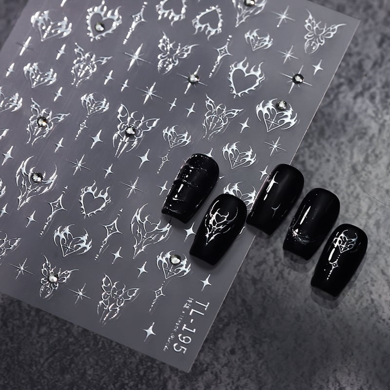 Nail Art Sticker TL-195 (Linglong seeria) - 5D reljeef, liblika muster, väga õhukesed ja märkamatud, liimiga
