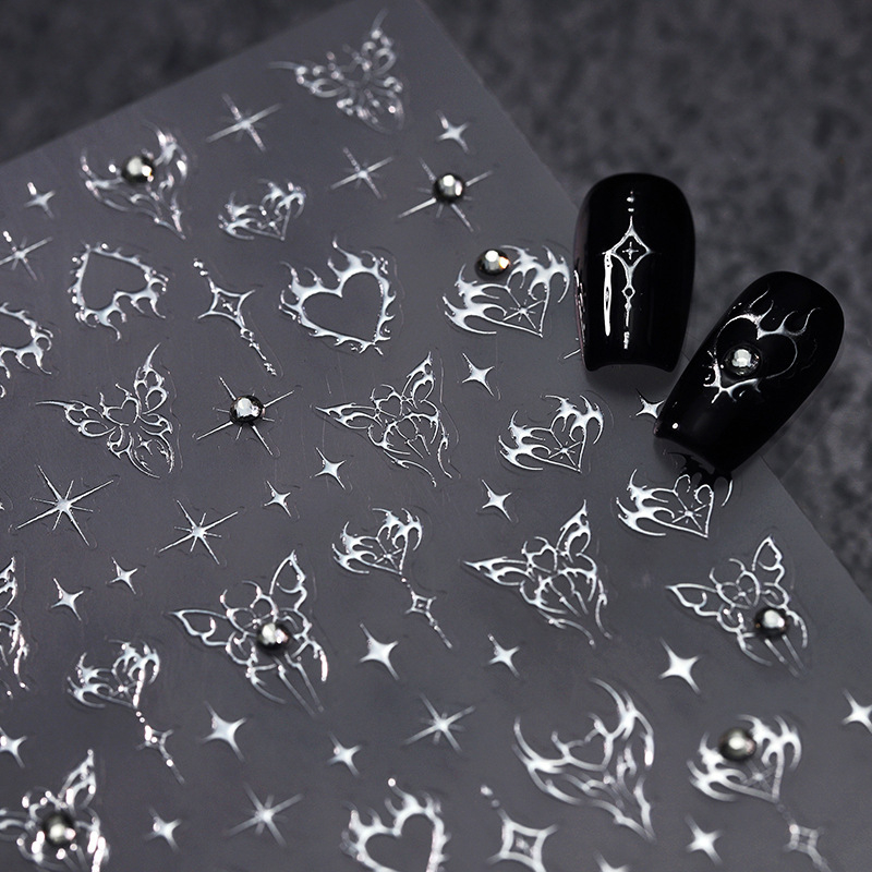 Nail Art Sticker TL-195 (Linglong seeria) - 5D reljeef, liblika muster, väga õhukesed ja märkamatud, liimiga