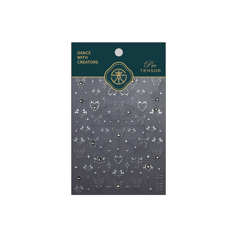 Nail Art Sticker TL-195 (Linglong seeria) - 5D reljeef, liblika muster, väga õhukesed ja märkamatud, liimiga