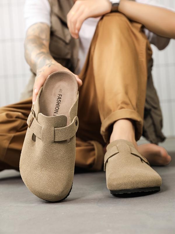 Meeste toe-cap klompid veluurist ülaosaga ja konnapintud tallaga, igapäevane jalanõu kõikidele aastaaegadele