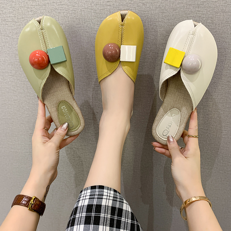 Naiste Baotou sussid, Korea stiil, ülemine materjal kunst PU, talla kumm, mugav sisepind igapäevaseks kasutamiseks