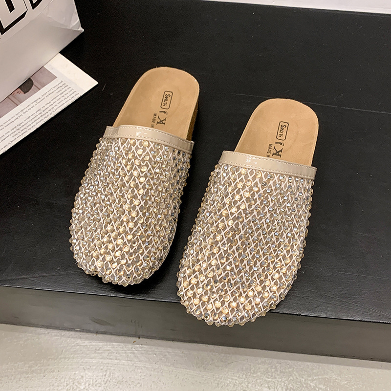 Õhkkindlased võrgust sandaalid rhinestonesidega, ümmarguse varba otsaga, kummist tallaga (Ülemine: võrk + rhinestones; Sisetald: võrk; Aasta/Sezon: suvi 2025)