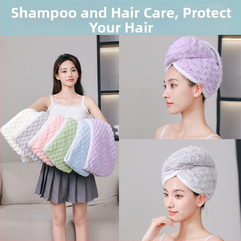 Juukseid kuivatav müts korallfliisist, 150D, üle 200 g, äärteõmblus ja lihtne kudumine, Tonghua kaubamärk