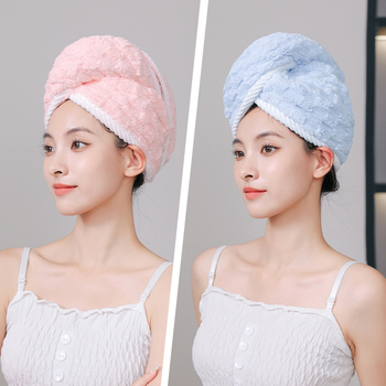 Juukseid kuivatav müts korallfliisist, 150D, üle 200 g, äärteõmblus ja lihtne kudumine, Tonghua kaubamärk