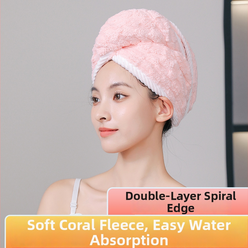 Juukseid kuivatav müts korallfliisist, 150D, üle 200 g, äärteõmblus ja lihtne kudumine, Tonghua kaubamärk