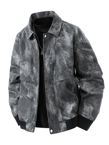 PU nahkjakas stand-up krae ja tõmblukuga, vaba lõige, meeste igapäevane väliskäek kevad- ja sügisperioodile